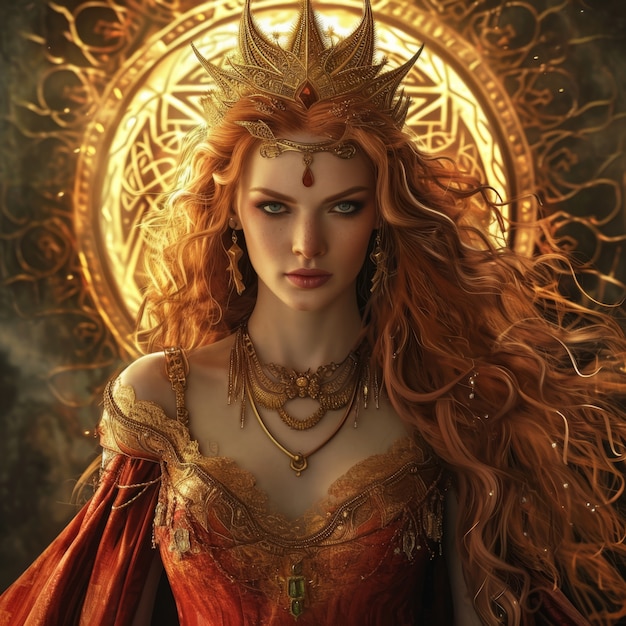 radiant depiction of empowered female sun goddess