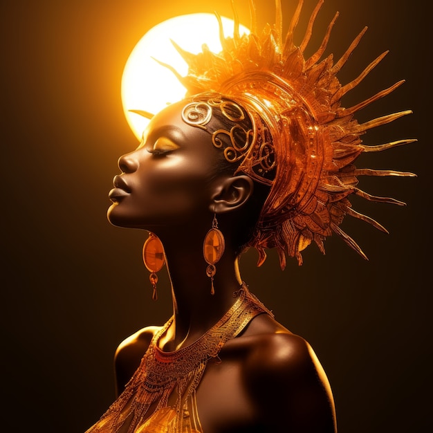 Излучающее изображение наделенной силой женской богини солнца
