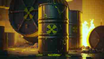 Free photo radioactive waste in barrels nuclear waste repository generative ai