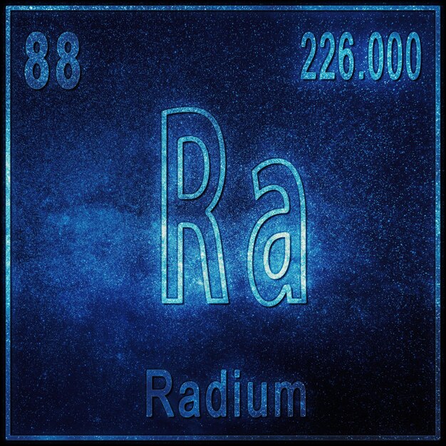 Free photo radium chemical element, sign with atomic number and atomic weight, periodic table element