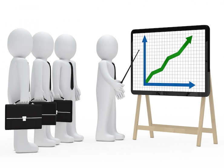 Free Photo rag doll pointing with a stick one graph and anothers looking
