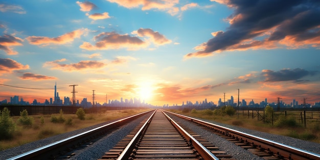 Foto gratuita tracce ferroviarie che conducono alla zona industriale tema dei trasporti