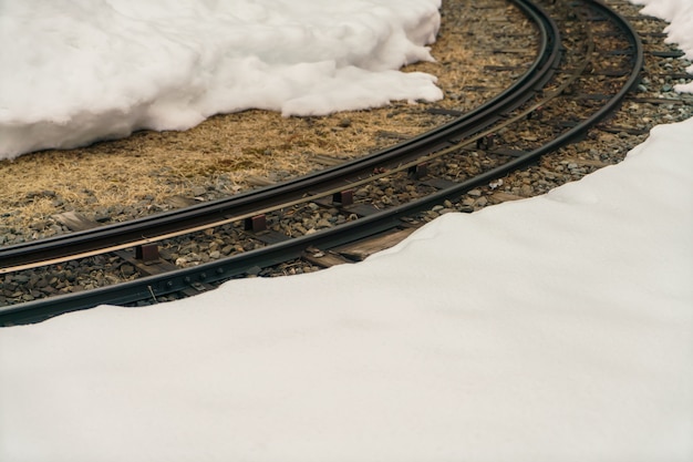 Free photo railway track on snow