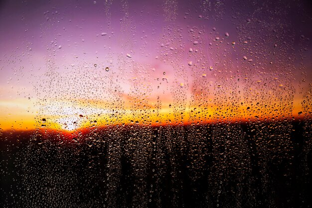 Rain effect on sunset background