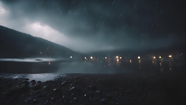 Rain and fog in the mountains Night landscape Rainy weather