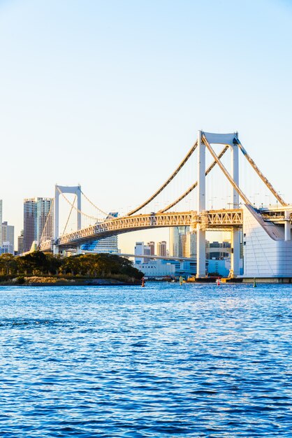 Rainbow bridge in Tokyo city at Japan