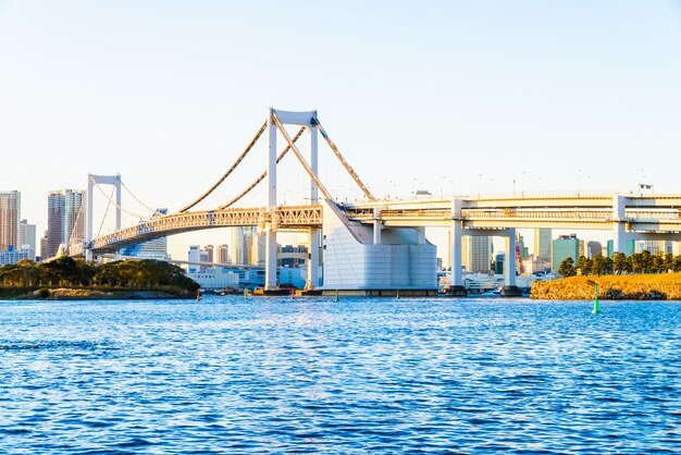 Rainbow bridge in Tokyo city at Japan