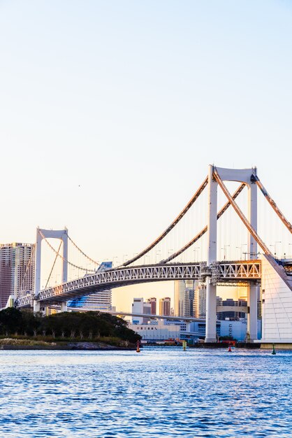 Rainbow bridge in Tokyo city at Japan