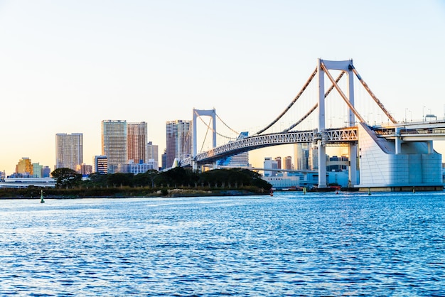 Rainbow bridge in Tokyo city at Japan