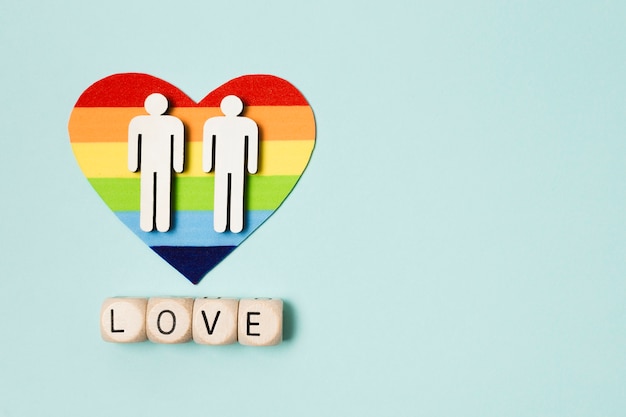 Rainbow heart with couple