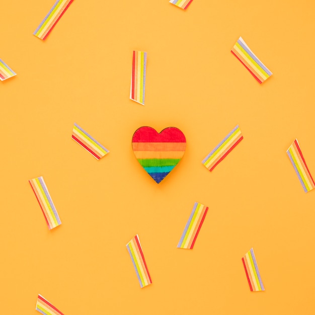 Rainbow heart with paper rainbows 