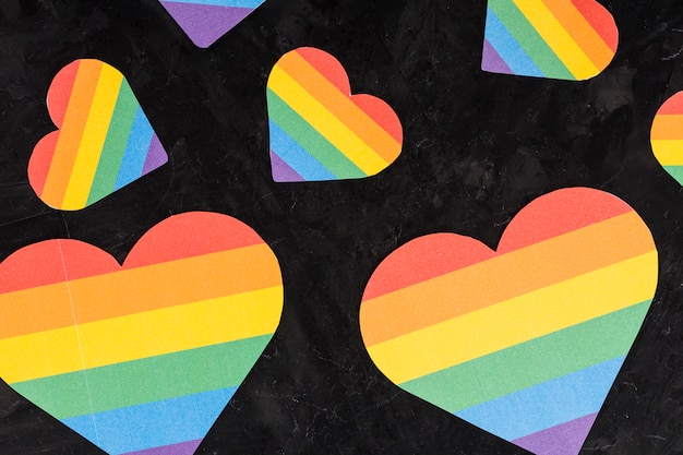 Free photo rainbow hearts of different sizes
