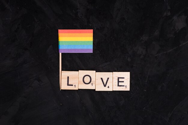 레인보우 LGBT 플래그 및 사랑 비문
