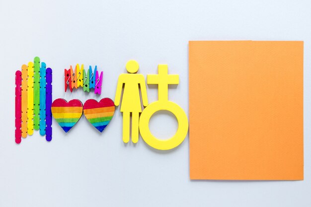 Rainbow objects for pride day on desk
