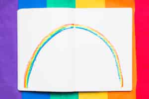 Free photo rainbow painted on paper