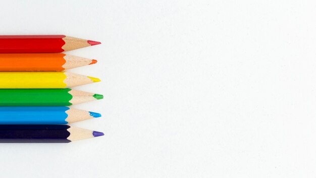 Rainbow pride flag made from pencils