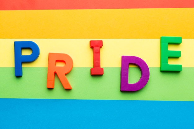 Free photo rainbow pride flag top view