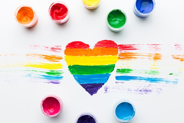 rainbow shaded pride heart and tempera