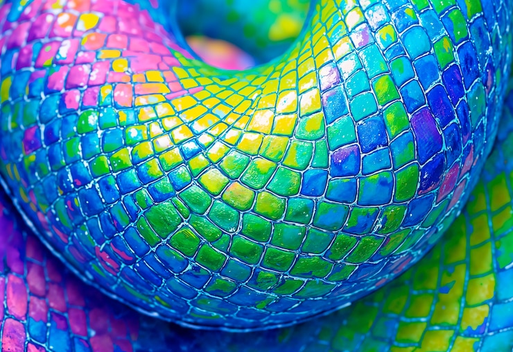 Free Photo rainbow snake scales pattern