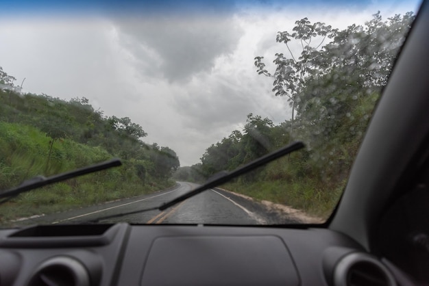 Free photo rainy day  behind car window