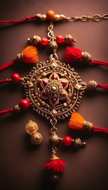 Бесплатное фото Ракшабандхан ракхи или ракхи - традиционный индийский браслет, который является символом любви между братьями и сестрами.