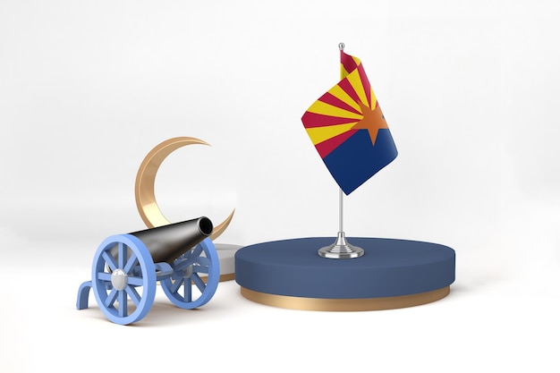 Ramadan Arizona With Cannon and Crescent In White Background