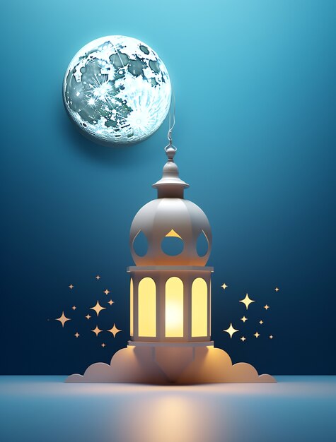 Ramadan background with mosque illuminated with candles