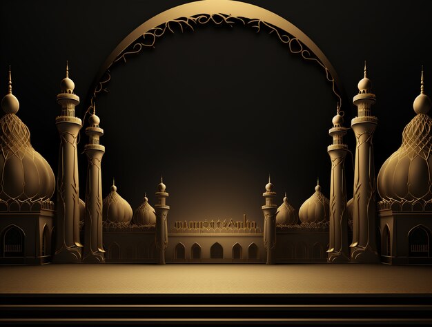 Ramadan background with mosque illuminated with candles