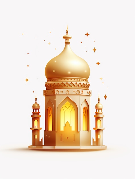 Ramadan background with mosque illuminated with candles