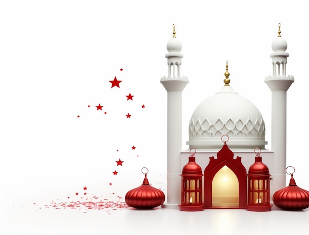 Free photo ramadan background with mosque illuminated with candles