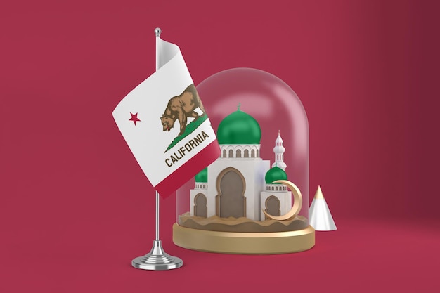 Бесплатное фото Рамадан калифорния и мечеть 3d визуализация
