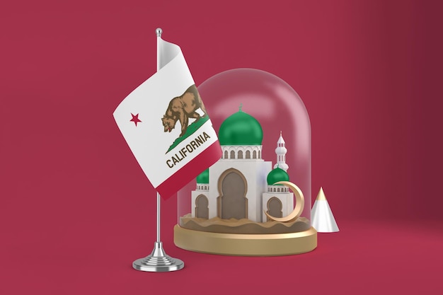 Ramadan California and Mosque 3D Rendering