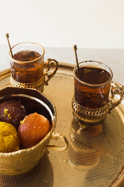 Ramadan concept with tea and food