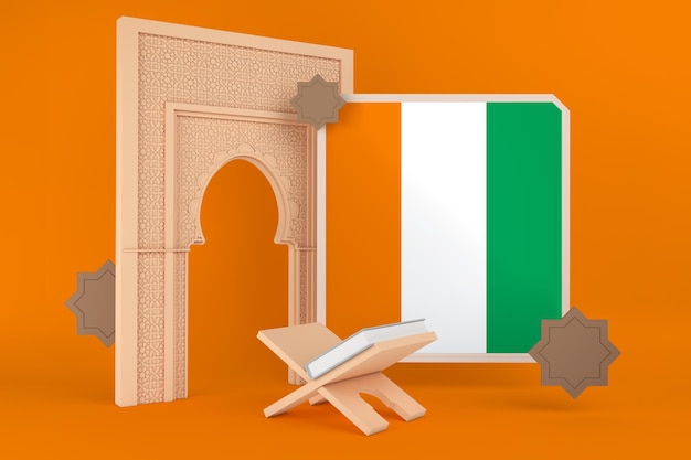 Free photo ramadan cote d ivoire flag and islamic background