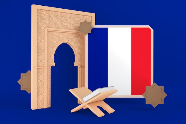 무료 사진 라마단 프랑스 국기와 이슬람 배경