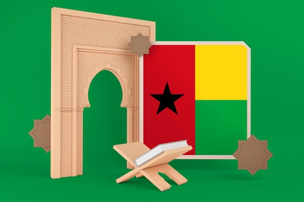 Foto gratuita bandiera del ramadan guinea bissau e sfondo islamico