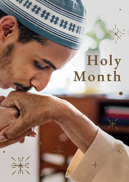 Ramadan holy month greeting poster