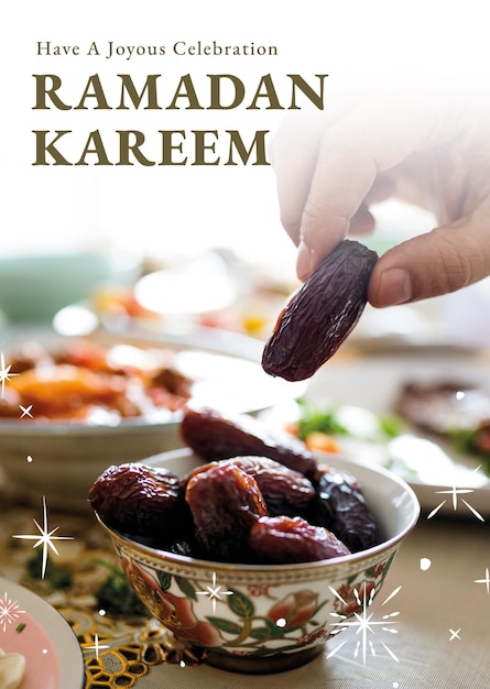 Free photo ramadan kareem poster with greeting