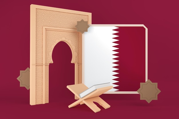 Free photo ramadan qatar flag and islamic background