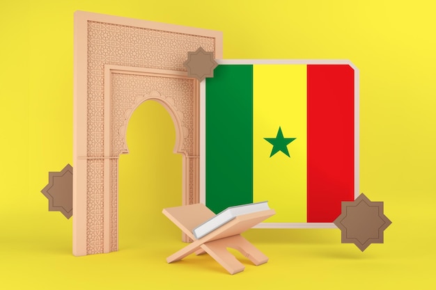 무료 사진 라마단 세네갈 국기와 이슬람 배경