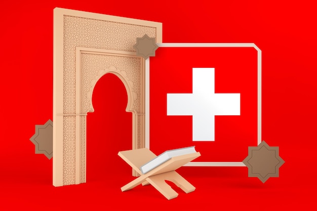 Free photo ramadan switzerland flag and islamic background