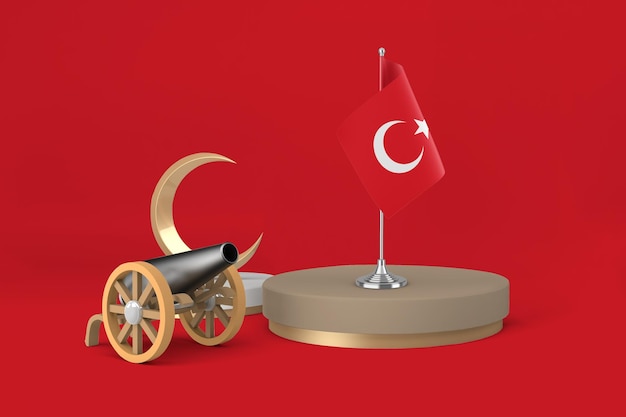 Free photo ramadan turkey cannon and crescent