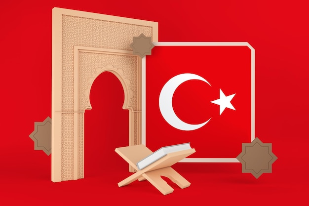 Free photo ramadan turkey flag and islamic background