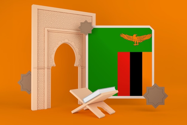 Free photo ramadan zambia flag and islamic background