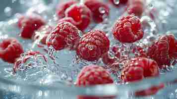 Free photo raspberries in a bowl of water