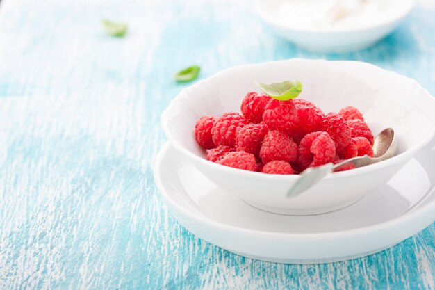 Raspberries in a bowl