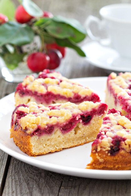 Raspberry cake on a plate