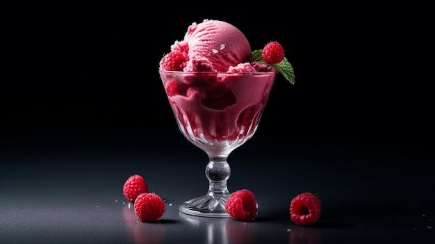 Free photo raspberry ice cream in a glass