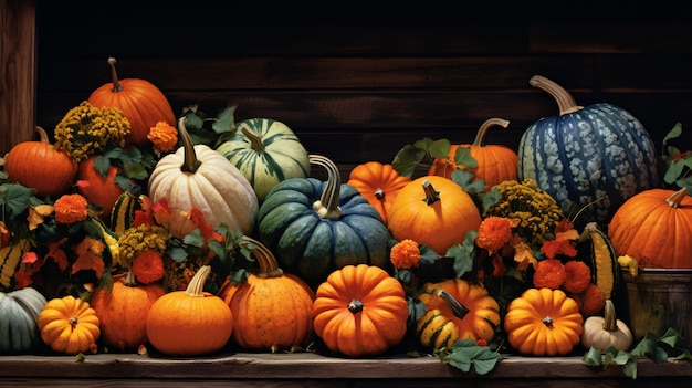 Free photo raw beautiful pumpkins arrangement