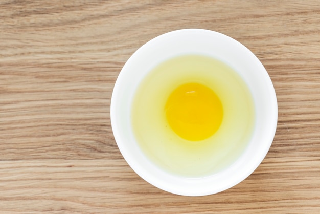 Raw egg in a bowl